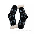 China Anti-slip Lounge Knitted Slipper Socks With Sherpa Lining Supplier